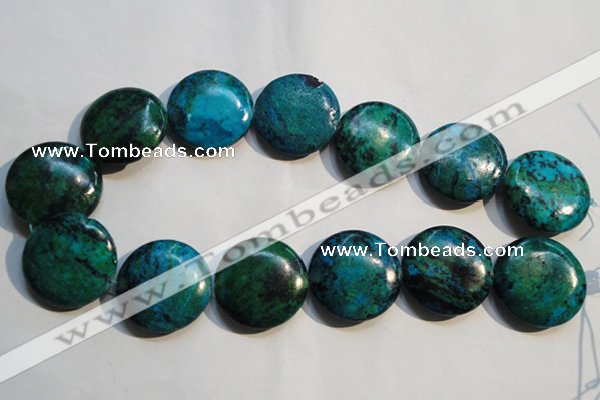 CCS679 15.5 inches 30mm flat round dyed chrysocolla gemstone beads