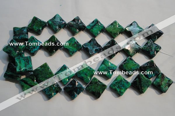 CCS685 15.5 inches 18*18mm wavy diamond dyed chrysocolla beads