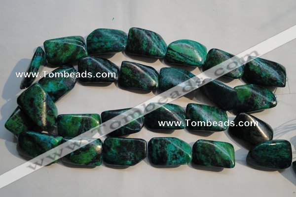 CCS706 15.5 inches 20*30mm twisted rectangle dyed chrysocolla beads