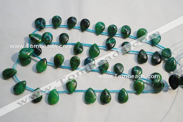 CCS712 Top-drilled 12*17mm flat teardrop dyed chrysocolla gemstone beads