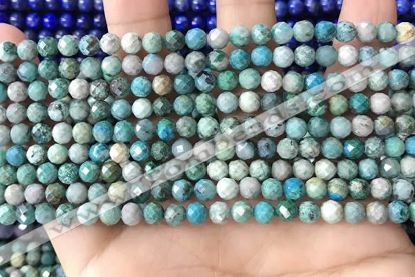 CCS881 15.5 inches 5mm faceted round natural chrysocolla beads