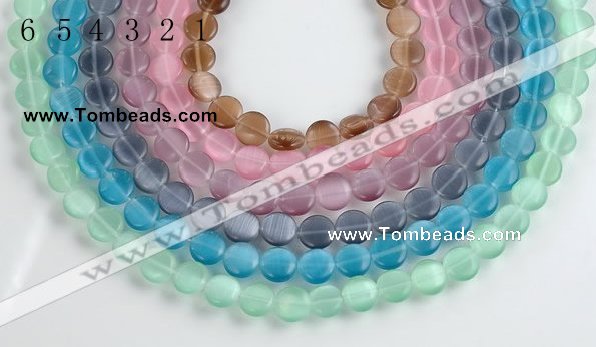 CCT04 10mm different color coin shape cats eye beads Wholesale