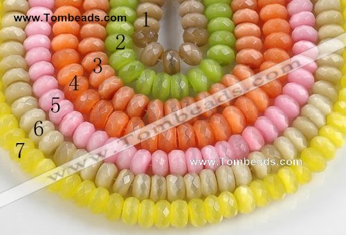 CCT05 14 inch 7*12mm faceted roundel cats eye beads Wholesale