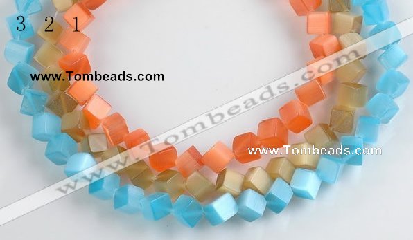 CCT09 8mm different color cube-shaped cats eye beads Wholesale