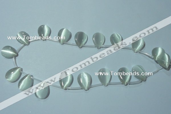 CCT1020 Top-drilled 13*18mm flat teardrop cats eye beads wholesale