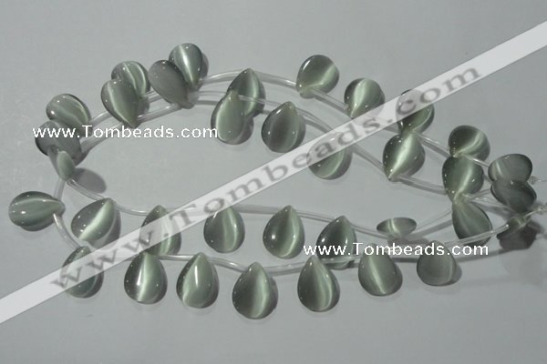 CCT1021 Top-drilled 13*18mm flat teardrop cats eye beads wholesale