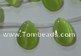 CCT1023 Top-drilled 13*18mm flat teardrop cats eye beads wholesale