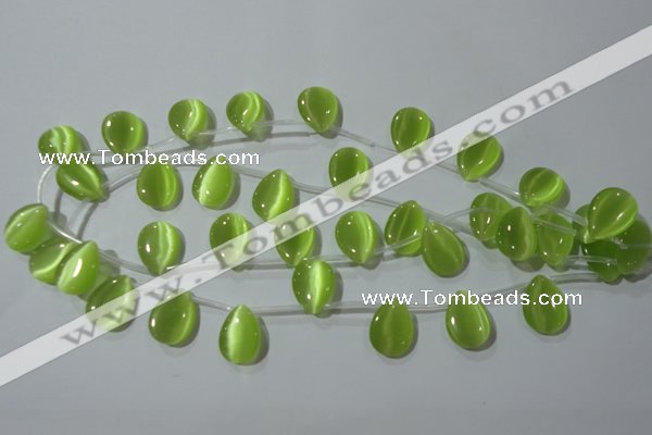 CCT1023 Top-drilled 13*18mm flat teardrop cats eye beads wholesale