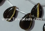 CCT1026 Top-drilled 13*18mm flat teardrop cats eye beads wholesale