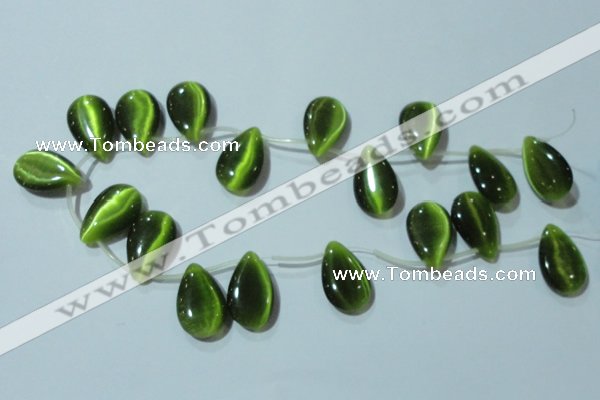 CCT1032 Top-drilled 14*22mm flat teardrop cats eye beads wholesale