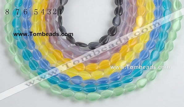 CCT12 14.5 inches 8*12mm flat teardorp cats eye beads Wholesale