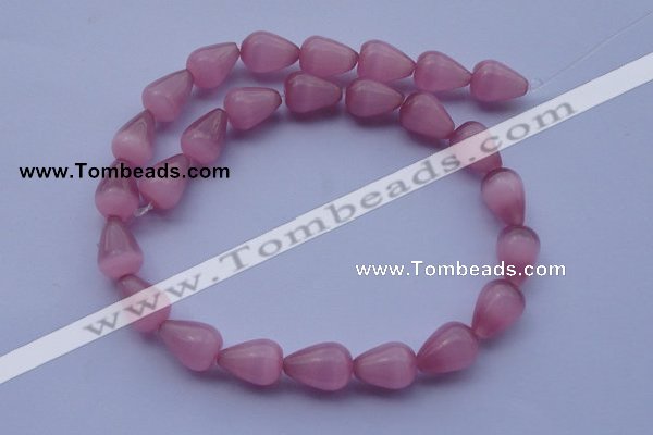 CCT17 14 inches 10*14mm teardrop pink cats eye beads wholesale