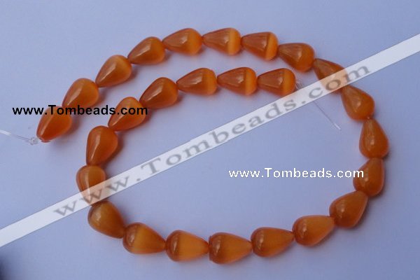 CCT18 14 inches 10*14mm teardrop orange red cats eye beads wholesale