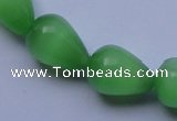 CCT19 14 inches 10*14mm teardrop green cats eye beads wholesale