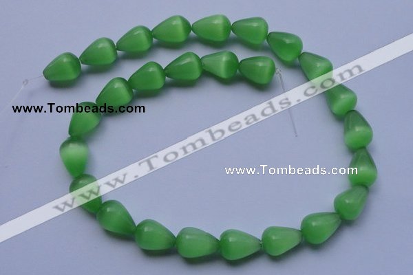 CCT19 14 inches 10*14mm teardrop green cats eye beads wholesale