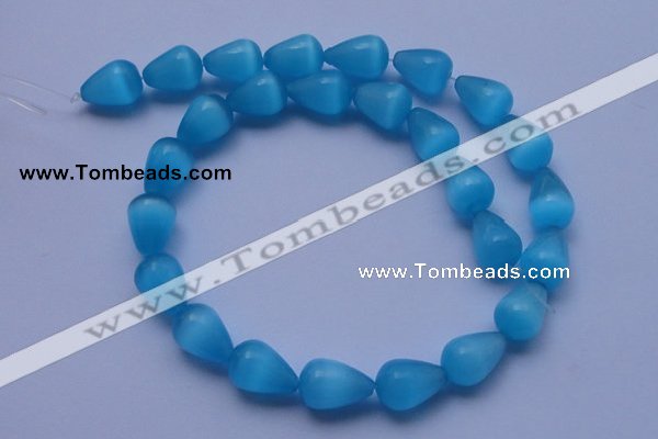 CCT20 14 inches 10*14mm teardrop navy blue cats eye beads wholesale