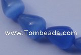 CCT21 14 inches 10*14mm teardrop ink blue cats eye beads wholesale