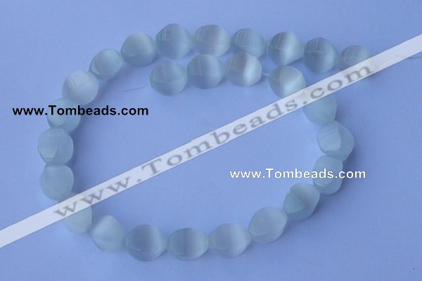 CCT24 14 inches 10*14mm twisted white cats eye beads wholesale
