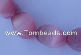 CCT25 14 inches 10*14mm twisted pink cats eye beads wholesale