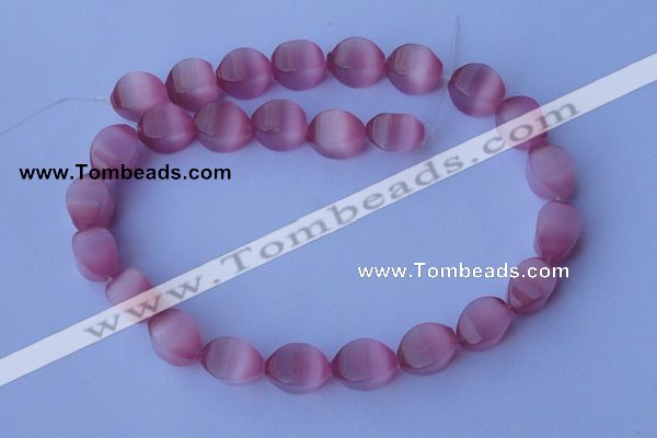 CCT25 14 inches 10*14mm twisted pink cats eye beads wholesale