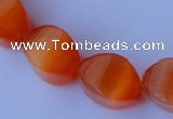 CCT27 14 inches 10*14mm twisted orange red cats eye beads wholesale