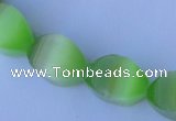 CCT28 14 inches 10*14mm twisted light green cats eye beads wholesale