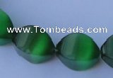 CCT29 14 inches 10*14mm twisted green cats eye beads wholesale