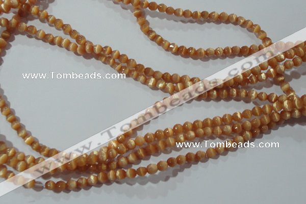 CCT307 15 inches 4mm faceted round cats eye beads wholesale