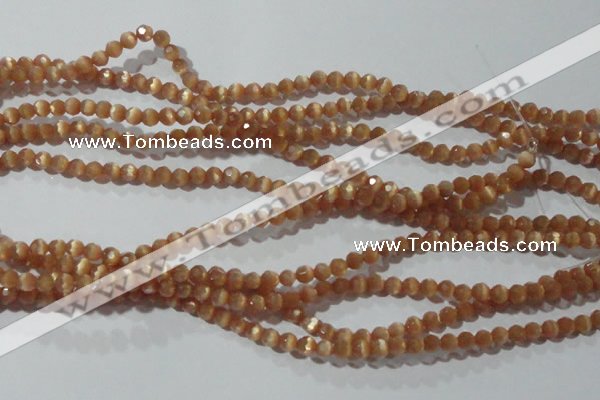 CCT308 15 inches 4mm faceted round cats eye beads wholesale