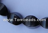 CCT32 14 inches 10*14mm twisted black cats eye beads wholesale