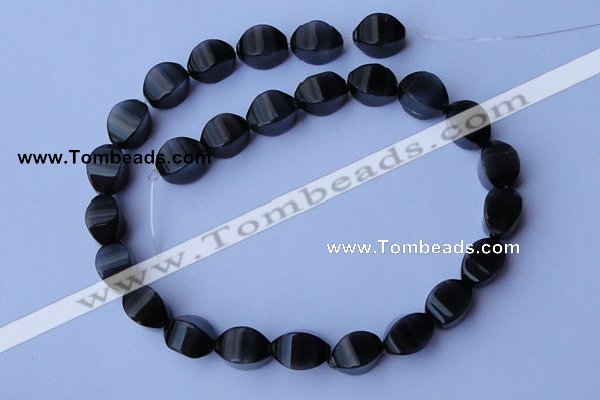 CCT32 14 inches 10*14mm twisted black cats eye beads wholesale