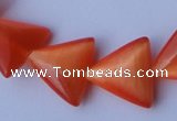 CCT34 14.5 inches 15*16mm triangle orange red cats eye beads wholesale