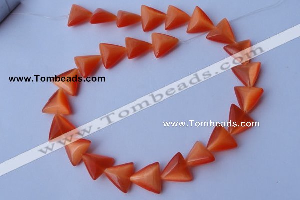 CCT34 14.5 inches 15*16mm triangle orange red cats eye beads wholesale
