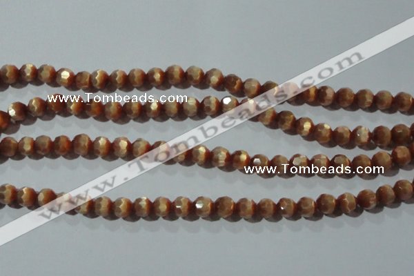 CCT359 15 inches 6mm faceted round cats eye beads wholesale