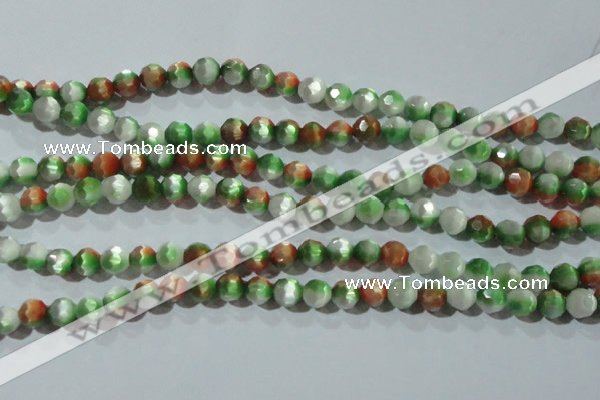 CCT365 15 inches 6mm faceted round cats eye beads wholesale