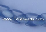 CCT37 14.5 inches 6*10mm drum-shaped light blue cats eye beads