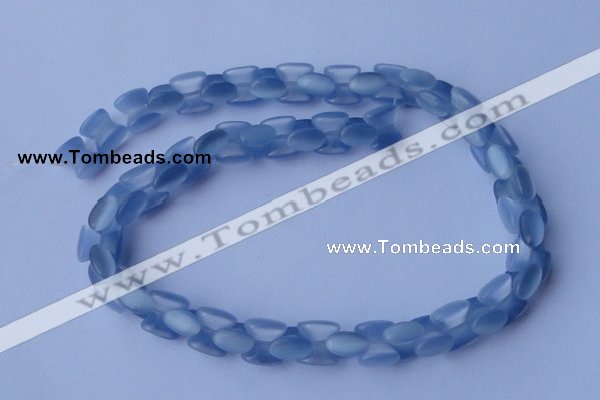 CCT37 14.5 inches 6*10mm drum-shaped light blue cats eye beads