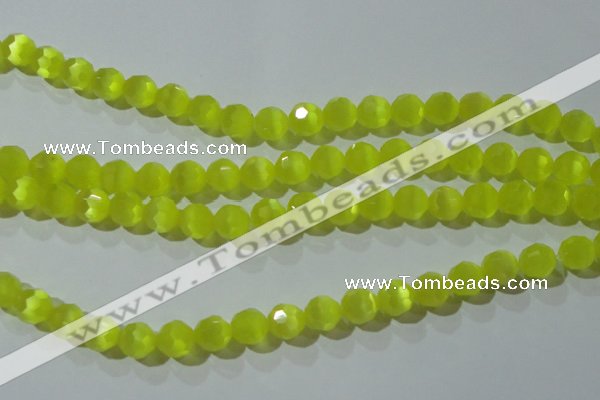 CCT375 15 inches 8mm faceted round cats eye beads wholesale