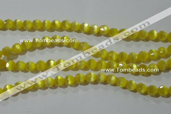 CCT376 15 inches 8mm faceted round cats eye beads wholesale