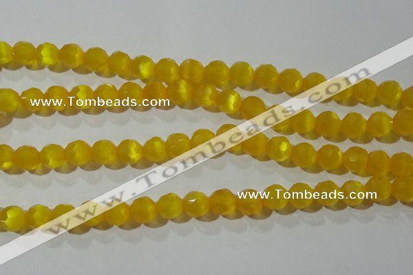 CCT377 15 inches 8mm faceted round cats eye beads wholesale