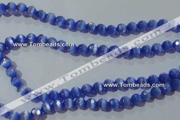 CCT382 15 inches 8mm faceted round cats eye beads wholesale