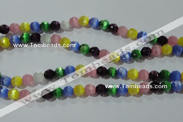 CCT386 15 inches 8mm faceted round cats eye beads wholesale