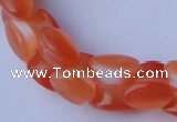 CCT39 14.5 inches 6*10mm drum-shaped orange red cats eye beads