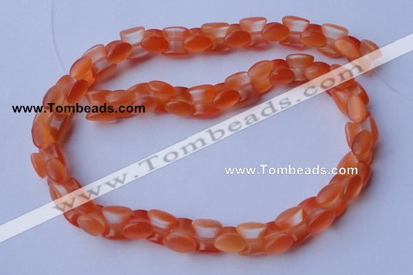 CCT39 14.5 inches 6*10mm drum-shaped orange red cats eye beads