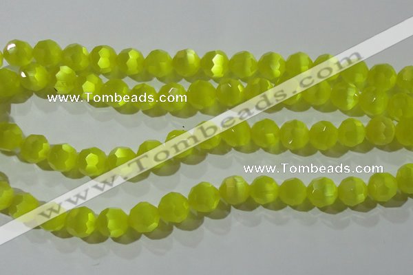 CCT393 15 inches 10mm faceted round cats eye beads wholesale