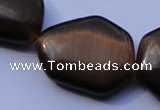 CCT43 15 inches 22*25mm freeform black coffee cats eye beads wholesale