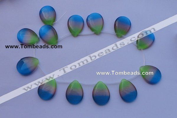 CCT44 14.5 inches 22*30mm flat teardrop mix color cats eye beads