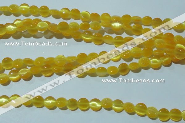 CCT455 15 inches 6mm flat round cats eye beads wholesale