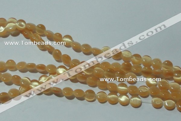 CCT456 15 inches 6mm flat round cats eye beads wholesale