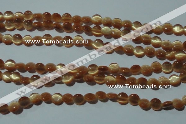 CCT457 15 inches 6mm flat round cats eye beads wholesale